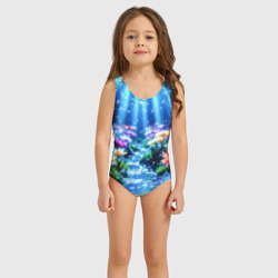 Детский купальник 3D Цветы на глубине освещённые лучами