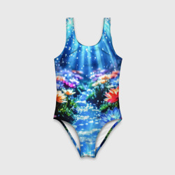 Детский купальник 3D Цветы на глубине освещённые лучами - фото 2