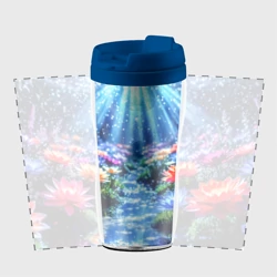 Термокружка-непроливайка Цветы на глубине освещённые лучами - фото 2