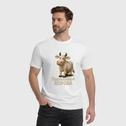 Мужская футболка хлопок Пластилиновая корова - фото 2