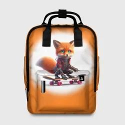 Сумка-рюкзак 3D Cyber fox cub is a cool skateboarder - ai art
