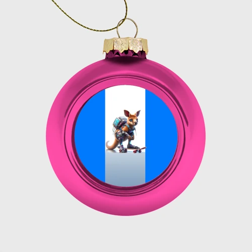 Ёлочный шар стеклянный/пластиковый Cyber kangaroo is a cool skateboarder - ai art