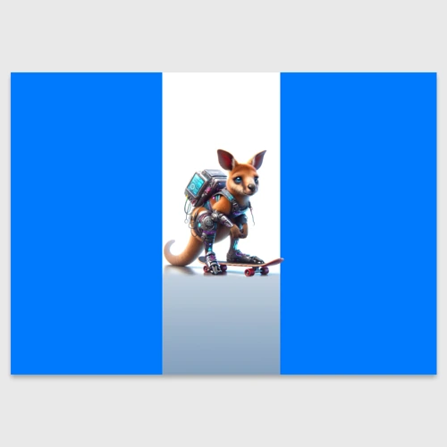 Поздравительная открытка Cyber kangaroo is a cool skateboarder - ai art