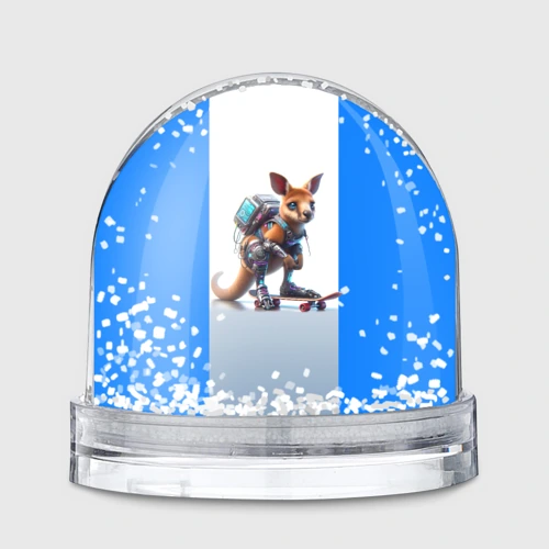 Игрушка Снежный шар Cyber kangaroo is a cool skateboarder - ai art