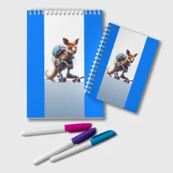 Блокнот Cyber kangaroo is a cool skateboarder - ai art
