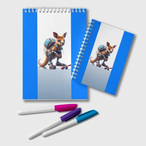 Блокнот Cyber kangaroo is a cool skateboarder - ai art