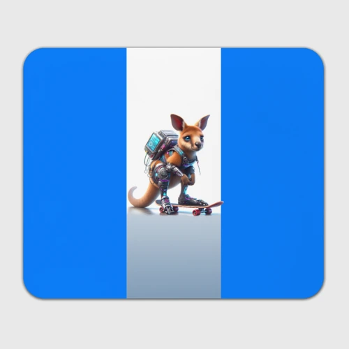 Прямоугольный коврик для мышки Cyber kangaroo is a cool skateboarder - ai art