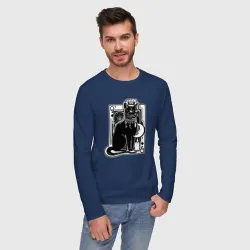 Мужской лонгслив хлопок Карта черная кошка дама пик - фото 2