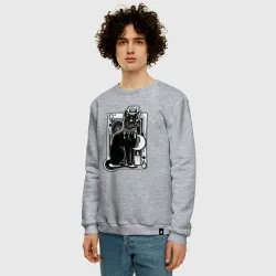 Мужской свитшот хлопок Карта черная кошка дама пик - фото 2