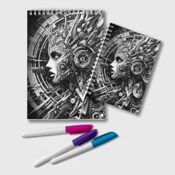 Блокнот Cyber girl - ai art fantasy graffiti