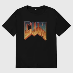 Женская футболка хлопок Oversize Cum - дум мем