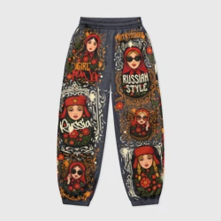 Женские джоггеры оверсайз 3D Матрёшка - russian style