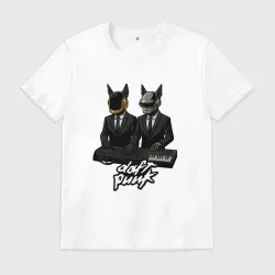 Мужская футболка хлопок Daft Punk - кибер собаки 