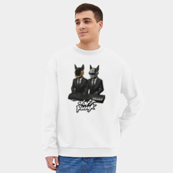 Мужской свитшот oversize без начеса хлопок Daft Punk - кибер собаки  - фото 2