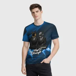 Мужская футболка 3D Daft Punk - кибер собаки за пультом - фото 2