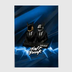 Постер Daft Punk - кибер собаки за пультом