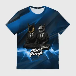 Мужская футболка 3D Daft Punk - кибер собаки за пультом