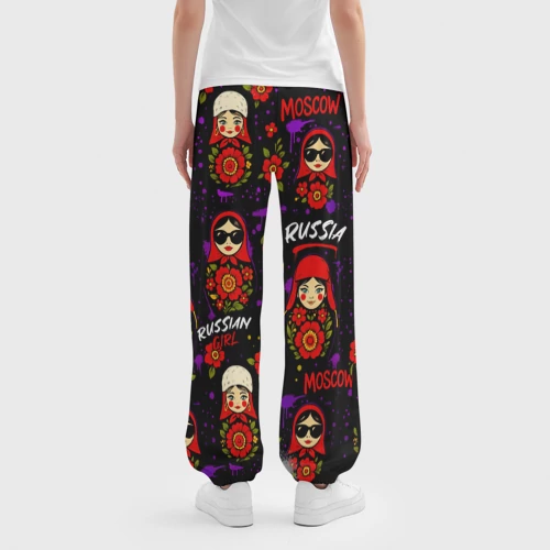 Женские джоггеры оверсайз 3D с принтом Славик стиль - паттерн с матрешками - картинка 4 Женские джоггеры оверсайз 3D Славик стиль - паттерн с матрешками - фото 4