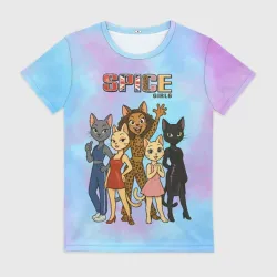 Женская футболка 3D Spice girls кошки из 90х