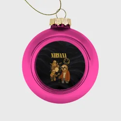Ёлочный шар стеклянный/пластиковый Ленивцы группа Nirvana