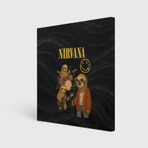 Холст квадратный Ленивцы группа Nirvana