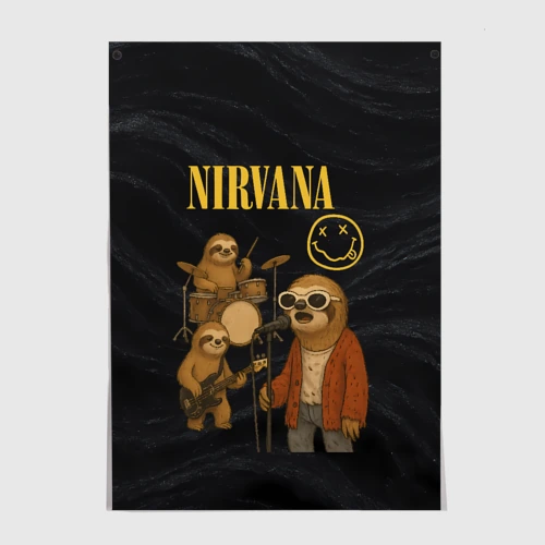 Постер Ленивцы группа Nirvana