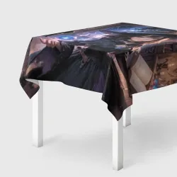 Скатерть 3D Аниме девушка ведьма с чёрной кошкой