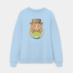 Мужской свитшот oversize без начеса хлопок Лепрекон и денежная жаба