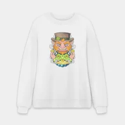 Мужской свитшот oversize без начеса хлопок Лепрекон и денежная жаба