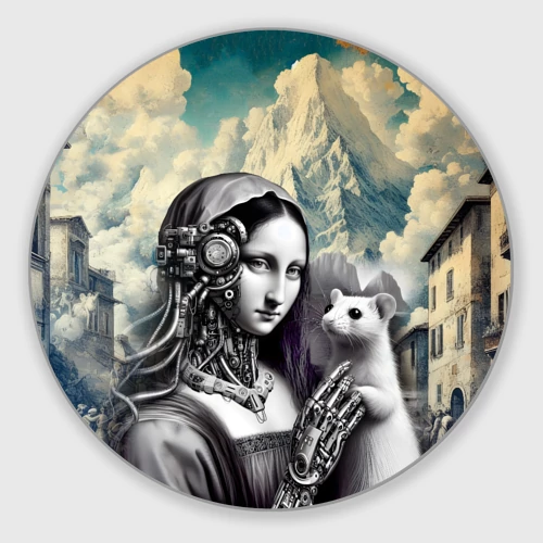 Круглый коврик для мышки Lady with ermine - remake