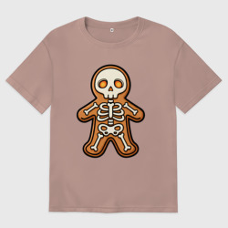 Женская футболка хлопок Oversize Скелет печеньки