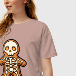 Женская футболка хлопок Oversize Скелет печеньки - фото 2