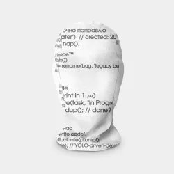 Маска карнавальная 3D Код программиста на белом - завтра поправлю прикол