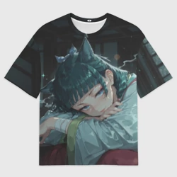 Женская футболка oversize 3D Маомао с кошачьими ушками