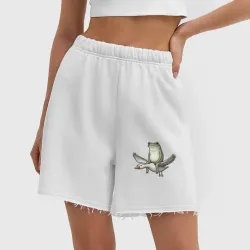 Женские шорты oversize футер хлопок Лягушка летит на гусе - фото 2