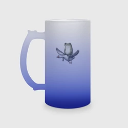 Кружка пивная матовое стекло Лягушка летит на гусе