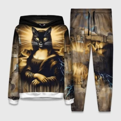 Женский костюм с толстовкой 3D Кошка Мона Лиза - граффити