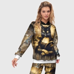 Женский костюм с толстовкой 3D Кошка Мона Лиза - граффити - фото 2