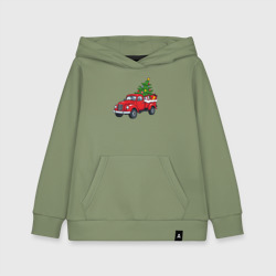 Детская толстовка хлопок Машина с новогодней ёлкой и подарками