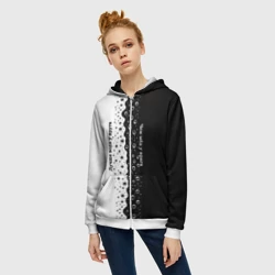 Женская толстовка 3D на молнии Лучше вода у друга черно-белый узор - фото 2