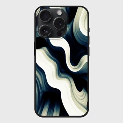 Чехол силиконовый для Apple iPhone 15 Pro Мax матовый Абстрактные волнистые линии чёрно-синий
