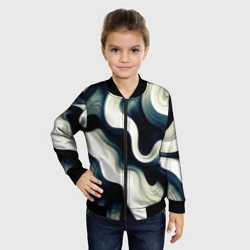Детский бомбер 3D Абстрактные волнистые линии чёрно-синий - фото 2