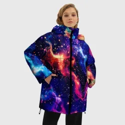 Женская зимняя куртка Oversize Волшебная космическая дымка со звёздами - фото 2