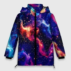 Женская зимняя куртка Oversize Волшебная космическая дымка со звёздами