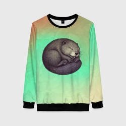 Женский свитшот 3D Дремлющий бобёр 