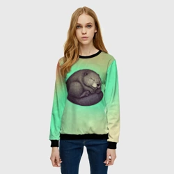 Женский свитшот 3D Дремлющий бобёр  - фото 2