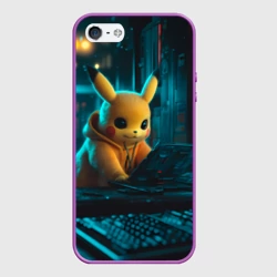 Чехол для iPhone 5/5S матовый Хакер Пикачу