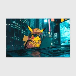 Бумага для упаковки 3D Пикачу за ноутбуком хакер