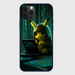 Чехол для iPhone 12 Pro Max Пикачу хакер в матрице
