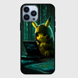 Чехол для iPhone 13 Pro Max Пикачу хакер в матрице